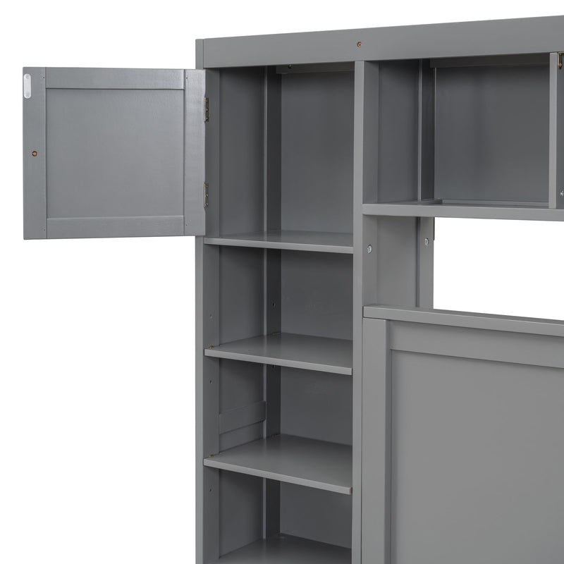 Bed With All In One Cabinet, Shelf And Sockets, Trundle
