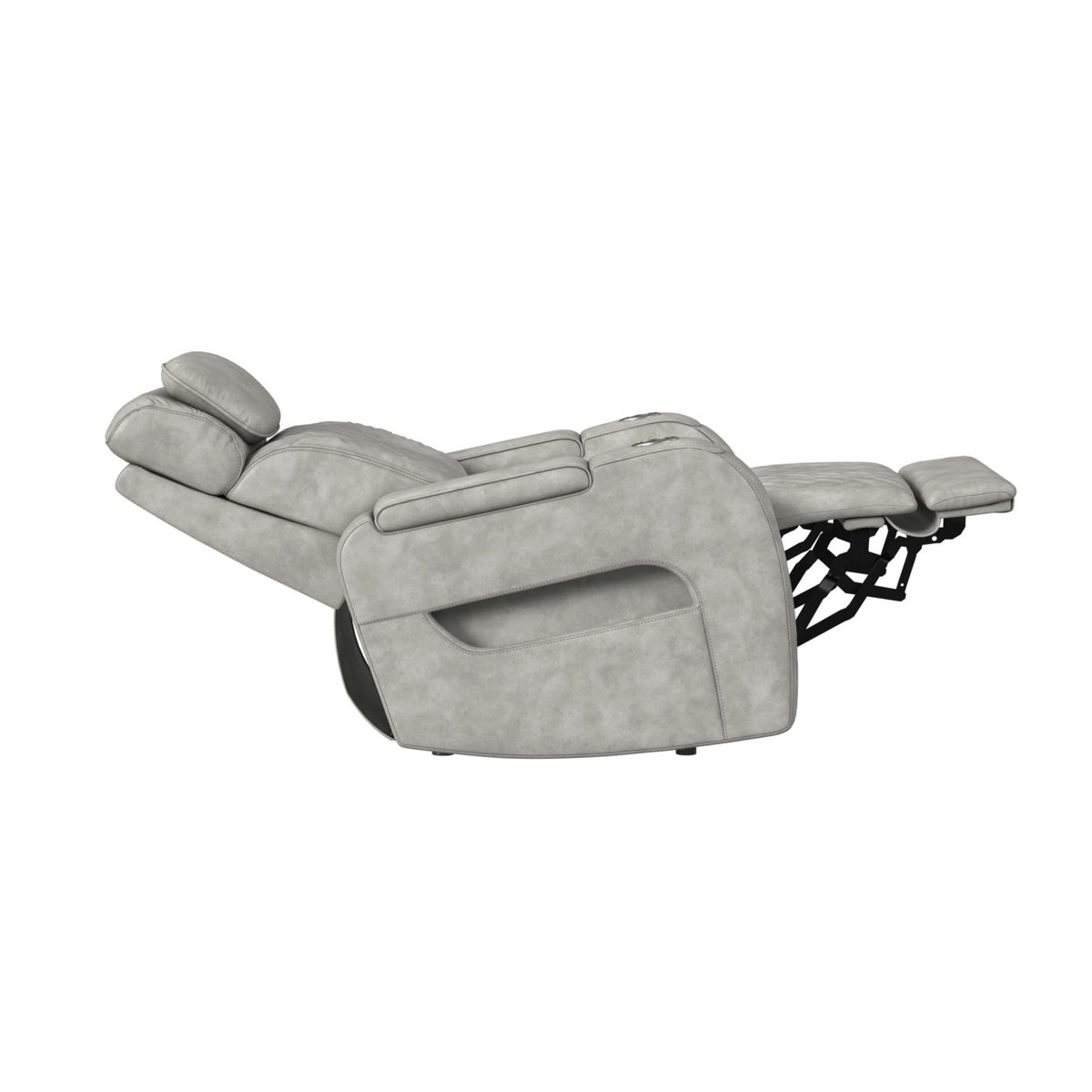Prime Time P3 Recliner With 7 Colors Led, Cup Holders And Wireless Charger Controller in Leather Gel Light Gray by Elements International, view 14