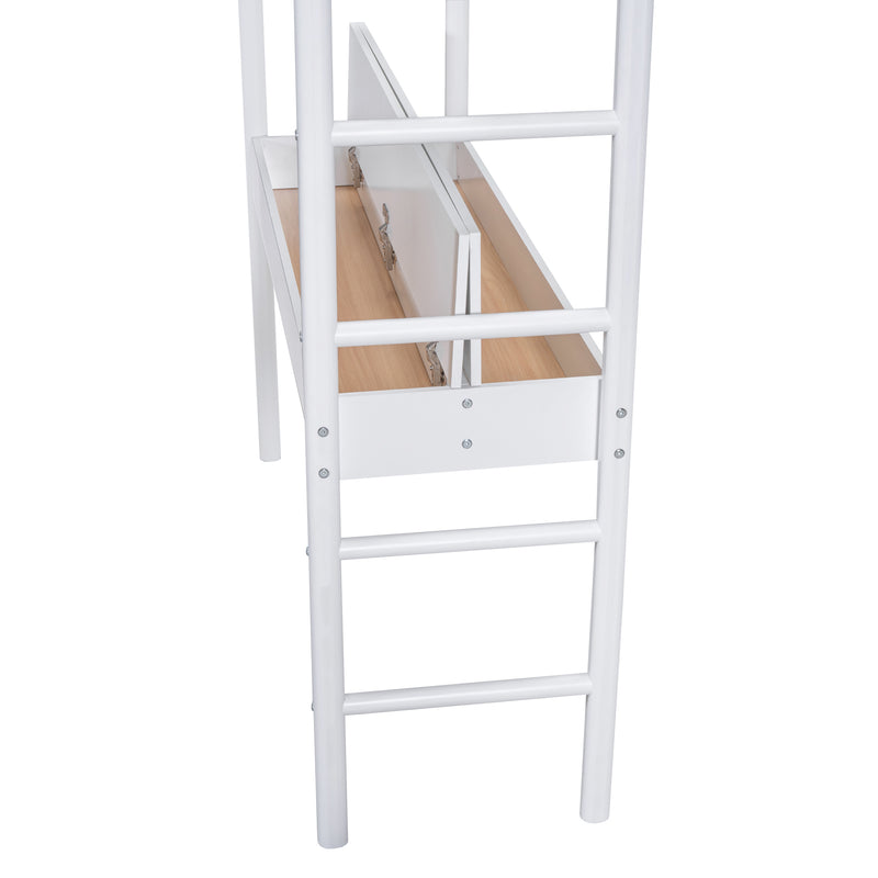 Full Size Teddy FleeceLoft Bed Wood Bed, White