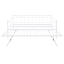 Full Size Metal Daybed with Twin Size Adjustable Trundle, Portable Folding Trundle, White(OLD SKU:MF293736AAK)