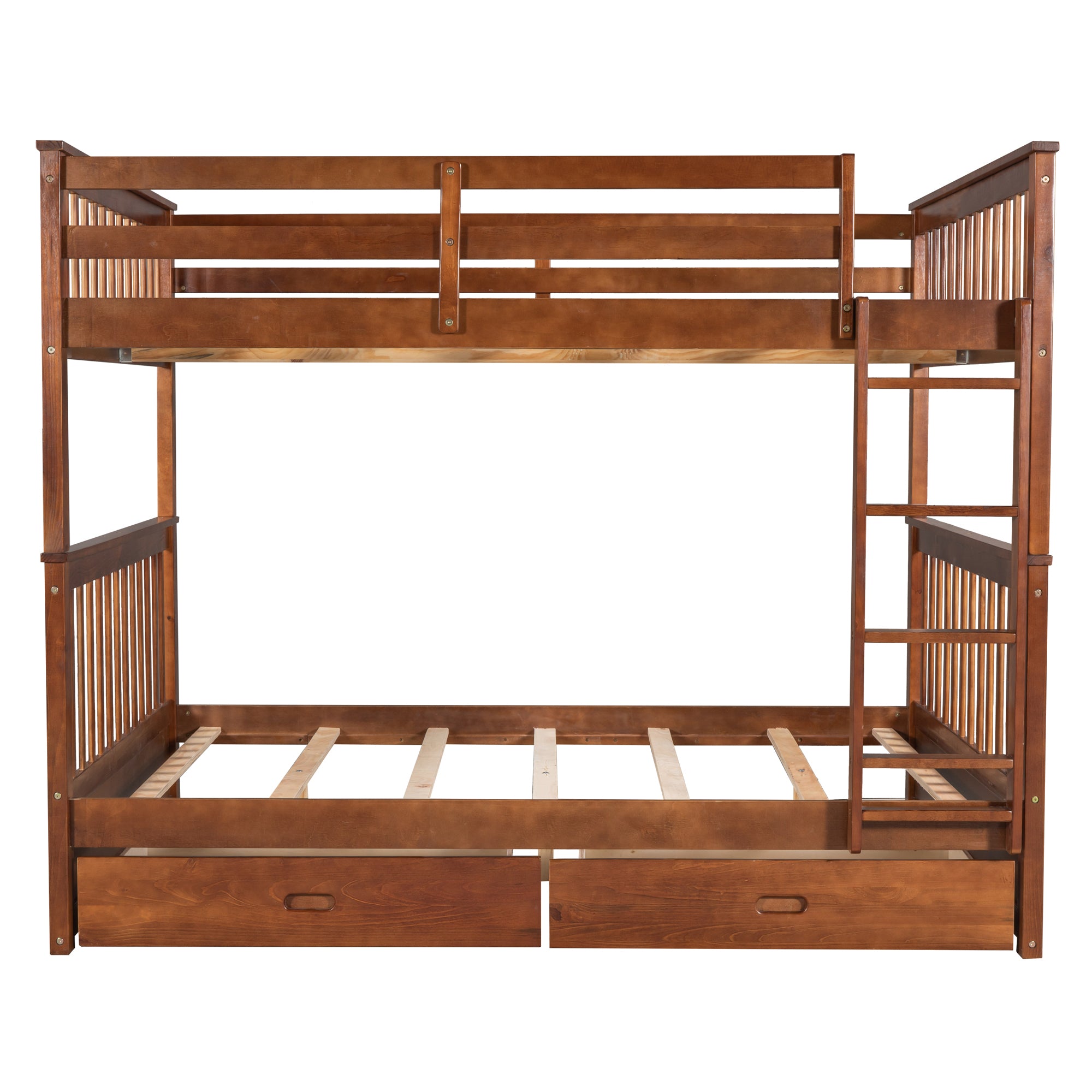 Full-Over-Full Bunk Bed with Ladders and Two Storage Drawers (Walnut)(OLD SKU:LT000365AAD) - Atlantic Fine Furniture Melbourne FL