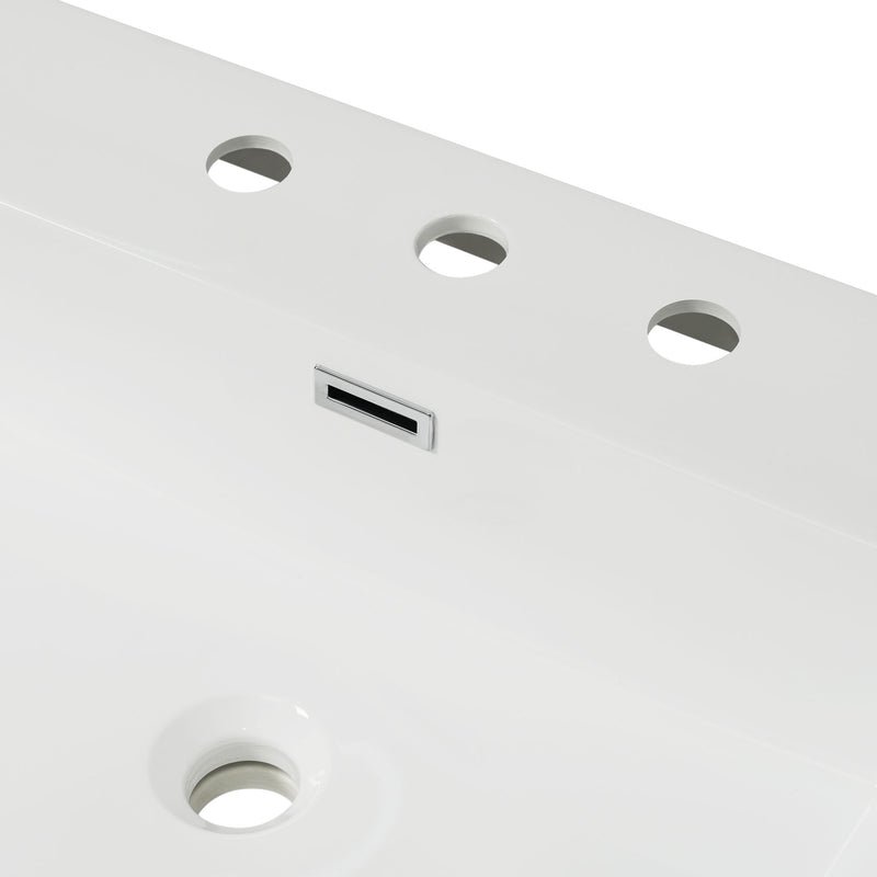 Vanity Top With 3 Faucet Holes, Rectangular Basin For Bathroom - White