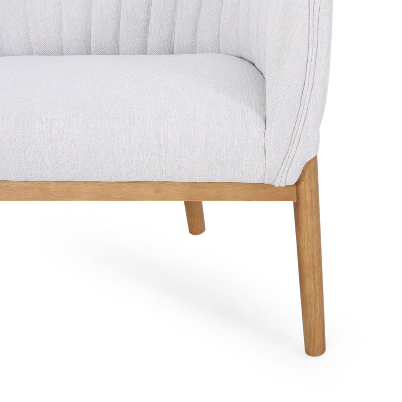 Mid Century Modern Loveseat With Channel Stitched Backrest