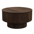 Modern Circular Coffee Table With Stripe Design And Storage Space