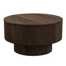 Modern Circular Coffee Table With Stripe Design And Storage Space