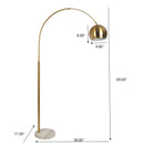 Oasis - Long Arm Gold Adjustable Floor Lamp With Round Marble Base - Gold / White Marble