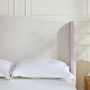 Hannah - Upholstered Wingback Bed Size / Tall Headboard Upholstered King Bed / Premium Textured Canvas Chenille Look / Minimalist Designs / No Box Spring Needed