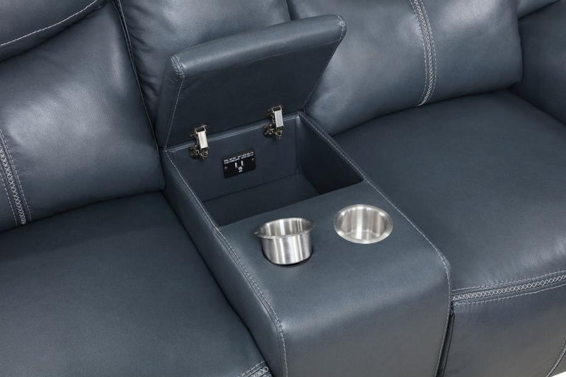 Sloane - Upholstered Padded Arm Reclining Loveseat - Blue