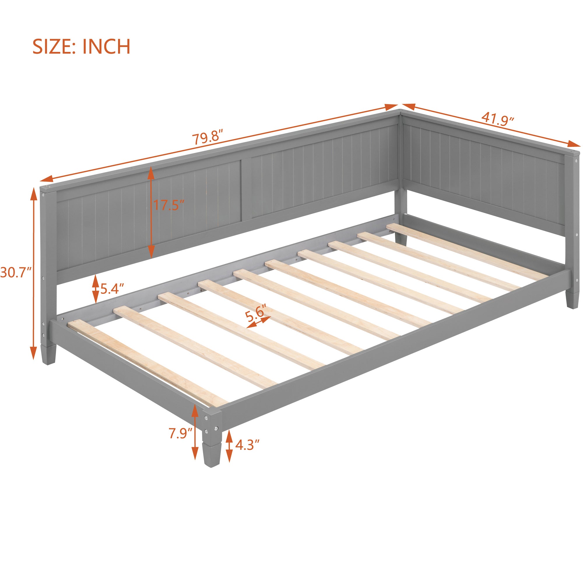 Twin Size Wood Daybed/Sofa Bed, Gray - Atlantic Fine Furniture Melbourne FL