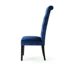 Elegant George Hi Back Dining Chair (Set of 2) With Tufted Velvet - Navy Blue