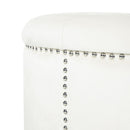 Elegant Round Ottoman Footstool With Studded Rim