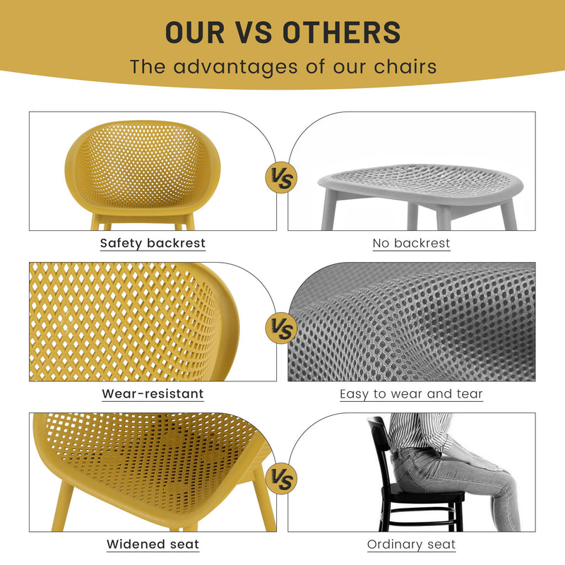 2 Piece Durable Single Chair With Mesh Hollow Out Design