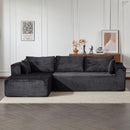 Compression Sectional Couch With Comfy Chaise, Boneless L Shape Sofa With Deep Seat