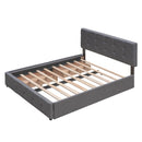 Upholstered Platform Bed With Classic Headboard And Drawers, No Box Spring Needed