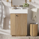 Bathroom Vanity With Sink, Freestanding Wood Grain Cabinet With Storage