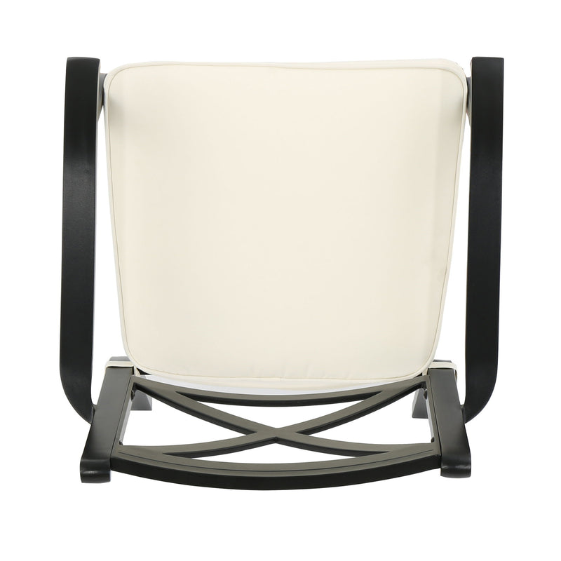 Outdoor Dining Chair Set With Water Resistant Cushions - Black / Ivory