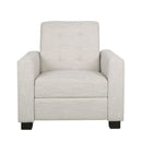 Contemporary Recliner Chair With Push Back Function And Birchwood Legs