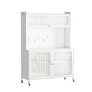 Contemporary Kitchen Pantry Cabinet With Glass Doors, Adjustable Shelves, Steel - Brushed Nickel