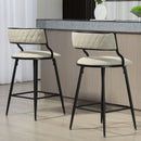 Counter Height Bar Stools With Powder Coating Base And Footrest (Set of 2) - Beige