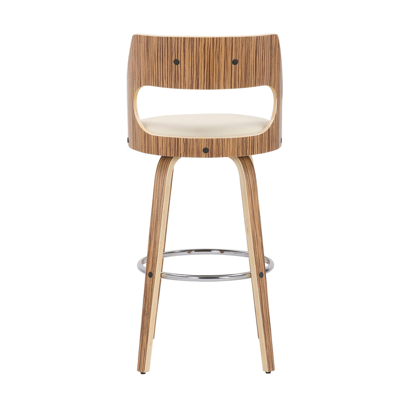 Cecina - Mid-Century Modern Fixed Height Barstool With Swivel (Set of 2) - Zebra / Cream