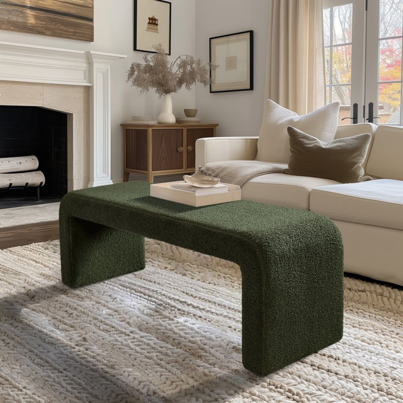 Modern Contemporary Boucle Waterfall Bench