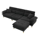 L Shaped Convertible Sectional Sofa 4 Seat Tufted Couch Set With Two Tone Adjust Legs Cloud Movable Ottoman
