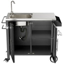 Outdoor Grill Cart With 304 Stainless Steel Sink And Cabinet - Black / Silver