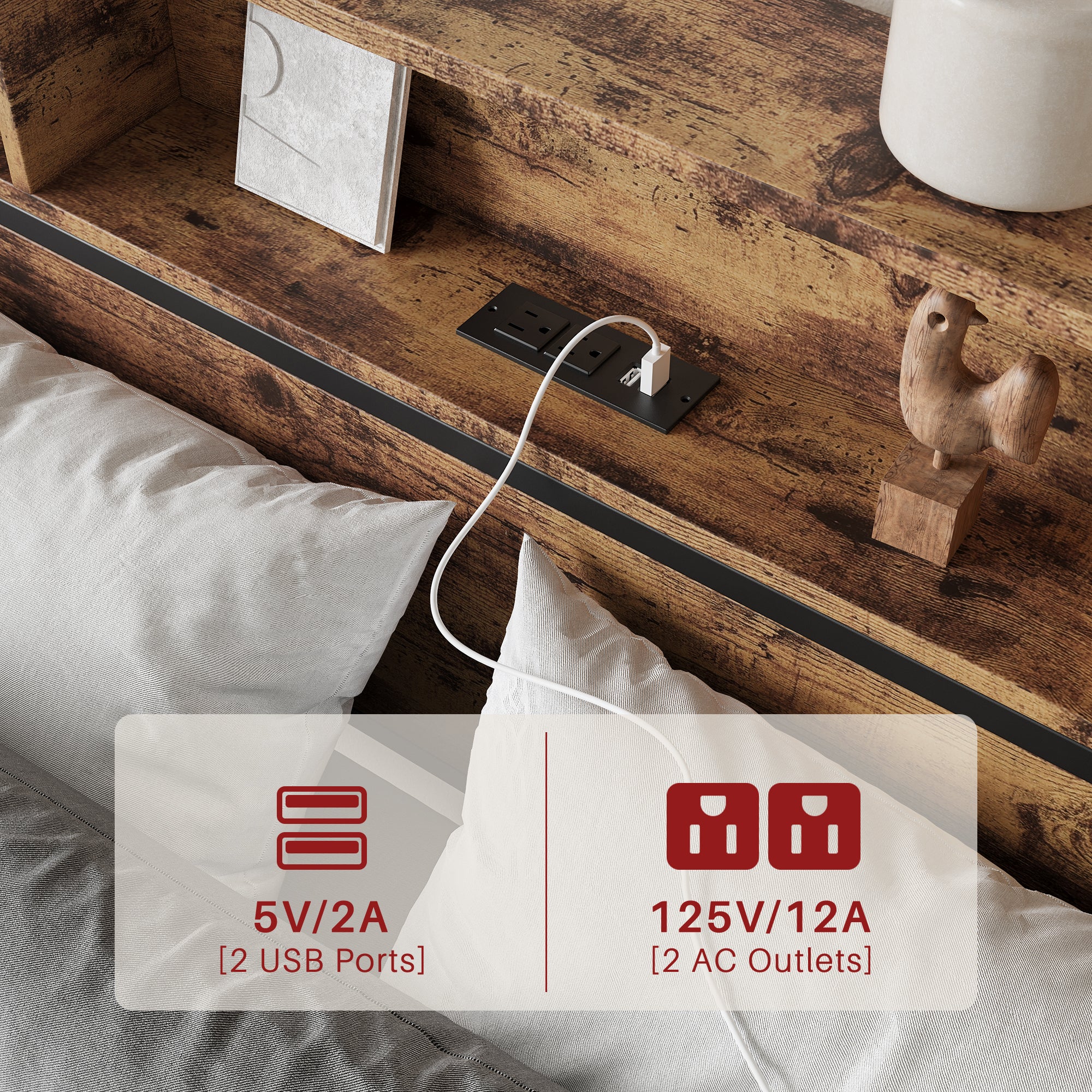 Queen Bed Frame with  Storage Headboard and 4 Drawers - Atlantic Fine Furniture Melbourne FL