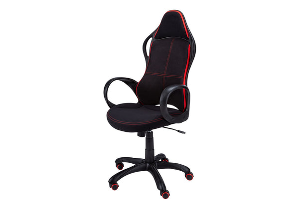 Office Chair, Gaming, Adjustable Height, Swivel, Ergonomic, Armrests, And Red, Contemporary & Modern - Black