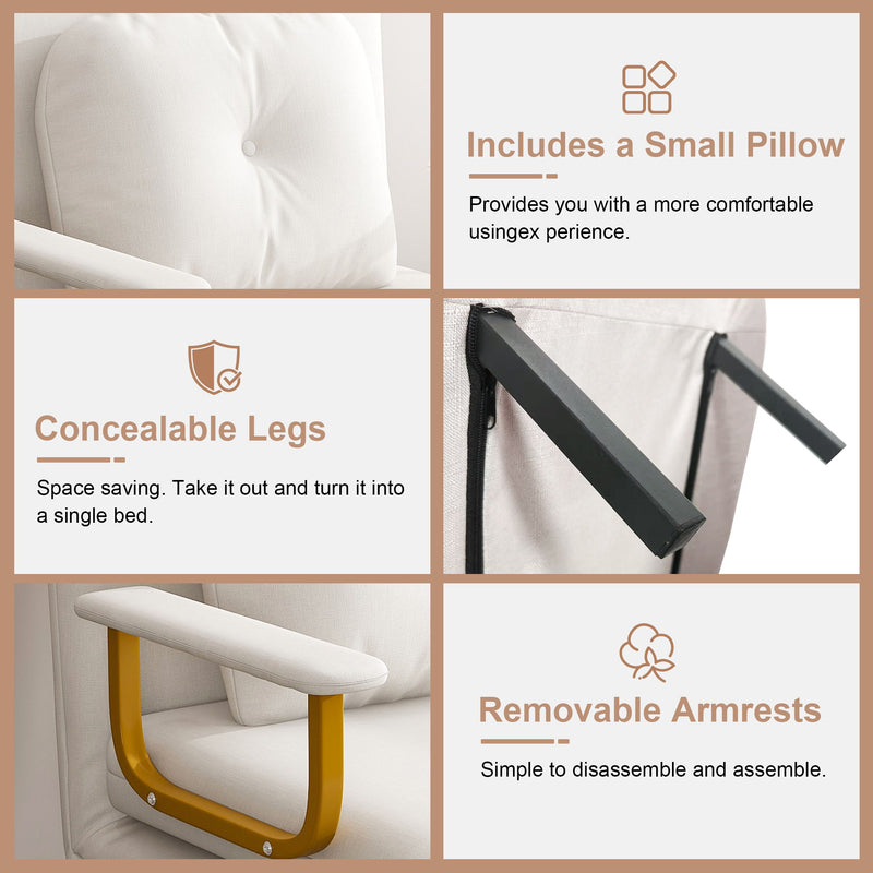 3 In 1 Convertible Folding Sofa Bed With Adjustable Backrest And Pillow