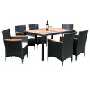 Outdoor Patio Wicker Dining Set With Acacia Wood Top
