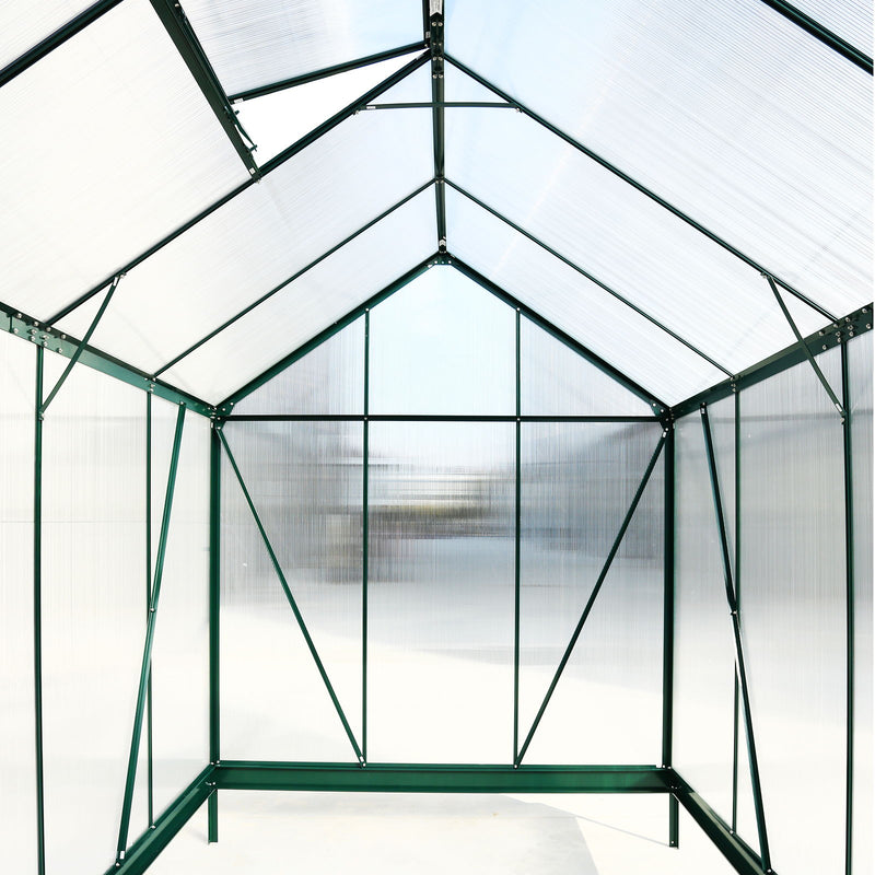 Polycarbonate Greenhouse, Heavy Duty Outdoor Aluminum Walk-In Green House Kit With Rain Gutter, Vent And Door For Backyard Garden