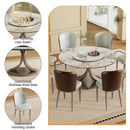 Modern Round Dining Table With 360° Rotating Lazy Susan Scratch & Chairs