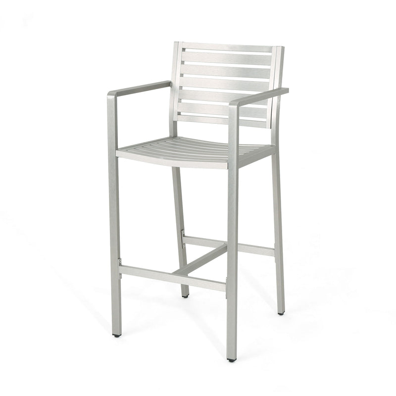 Outdoor Aluminum Rust Proof Barstools (Set of 2) - Silver