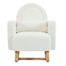 Accent Rocking Chair With Curved Back & Pillow, Base, Ultimate Comfort For Living Room Or Nursery - Cream White