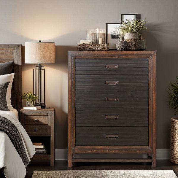 Branson - 5 Drawer Chest, Two Tone - Brown