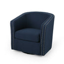 Modern Upholstered Swivel Club Chair With Nailhead Trim