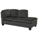 Modern L Shaped Fabric Sectional Sofa With Tufted Detail - Charcoal