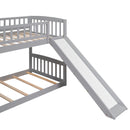 Twin Over Twin Bunk Stairway Bed With 2 Drawers And Slide - Gray
