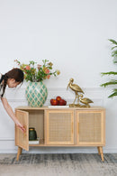 Wooden Accent TV Cabinet With 3 Doors - Brown