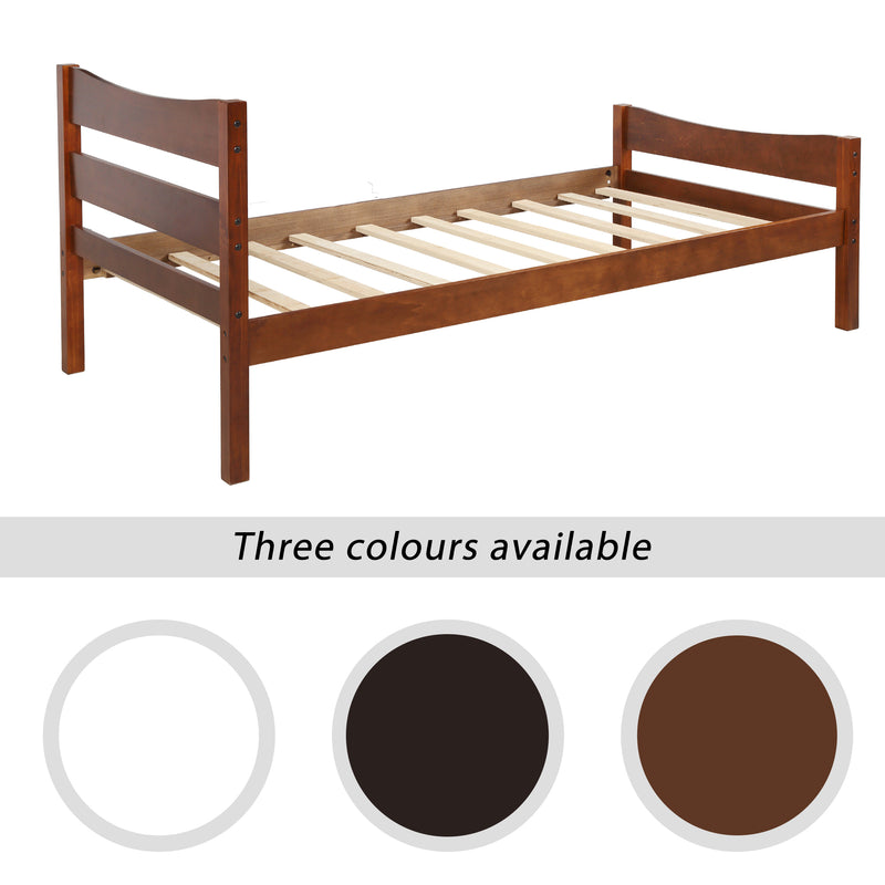 [Not allowed to sell to Walmart]Twin Size  Wood Platform Bed with Headboard and Wooden Slat Support (Walnut)