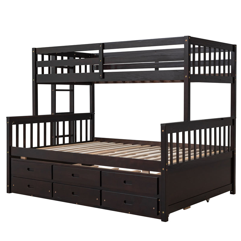 Twin Over Full Bunk Bed With Twin Size Trundle, Separable Bunk Bed With Drawers For Bedroom