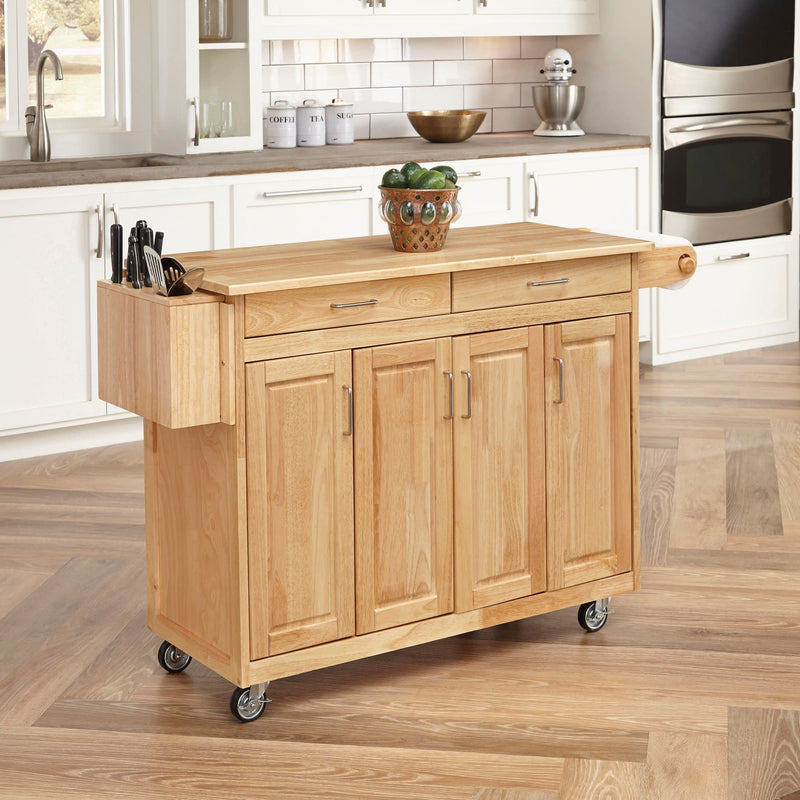 General Line - Kitchen Cart With 2 Drawers - Light Brown - 35.5"