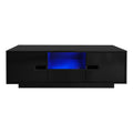 Modern High Glossy Rectangle Coffee Table With 16 Color LED Lights For Living Room