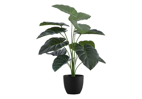 Artificial Plant, 24" Tall, Alocasia, Indoor, Faux, Fake, Table, Greenery, Potted, Real Touch, Decorative - Green / Black