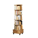 Rotating Bookshelf With Wheels And Drawer, 360° Spinning Design, Space Saving Storage