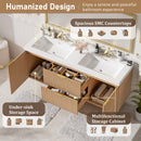 59.3" Double Sink Bathroom Vanity With Smc Resin Top, Painted Cabinet, Soft Close Doors, Wall Mounted - Wood