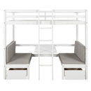 Functional Loft Bed(turn into upper bed and down desk,cushion sets are free),Twin Size,White