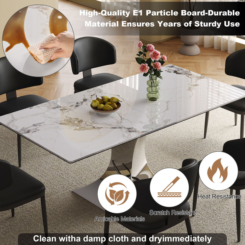 Modern Rectangular Dining Table For 6 With Chairs