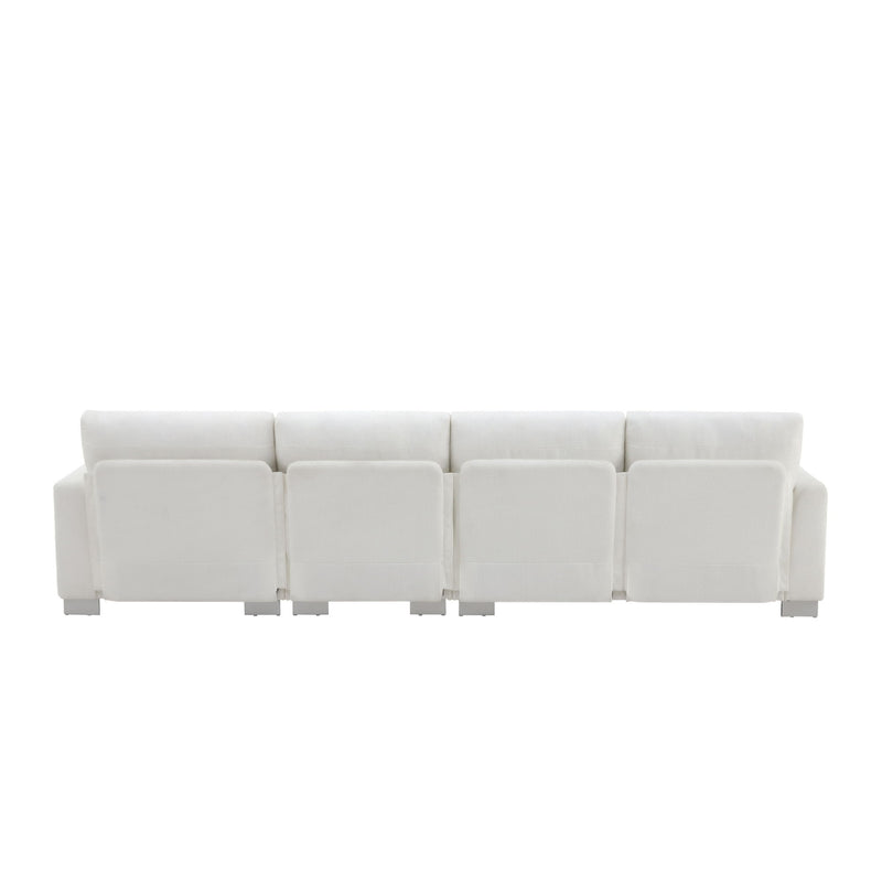 Modern Oversized Sectional Sofa, L-Shaped Luxury Couch Set With 2 Free Pillows, 5 Seat Chenille Indoor Furniture With Chaise For Living Room